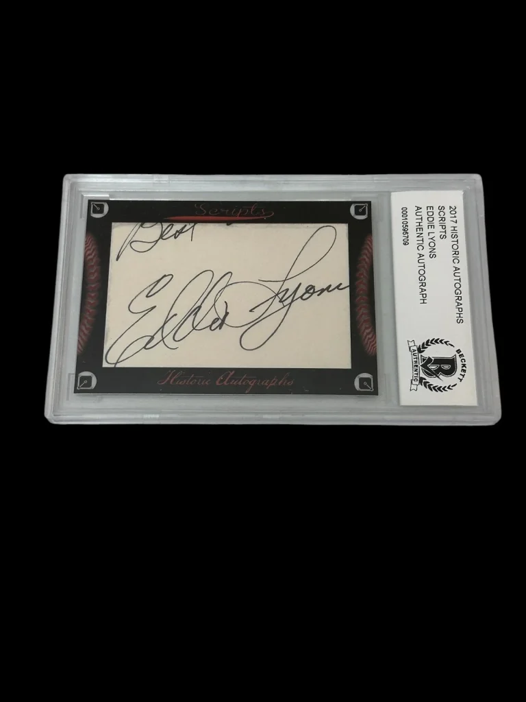 Ed Lyons Washington Senators 2017 HA Scripts Signed Autograph BAS Beckett Slab
