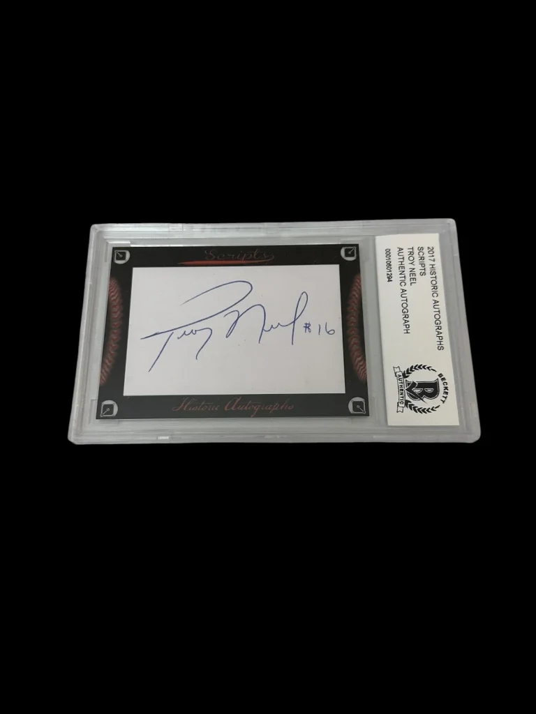 Troy Neel Oakland Athletics 2017 HA Scripts Signed Autograph BAS Beckett Slab