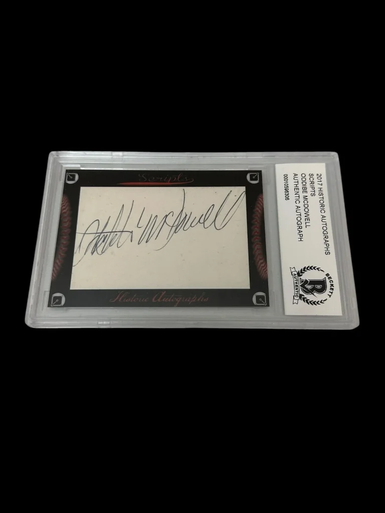 Oddibe McDowell Texas Rangers Atlanta Brave 2017 HA Scripts Signed Autograph BAS