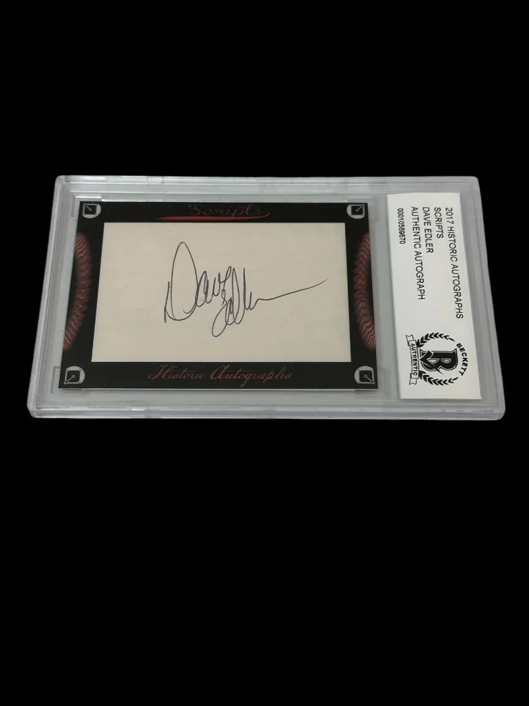 Dave Edler Seattle Mariners 2017 HA Scripts Signed Autograph BAS Beckett Slab