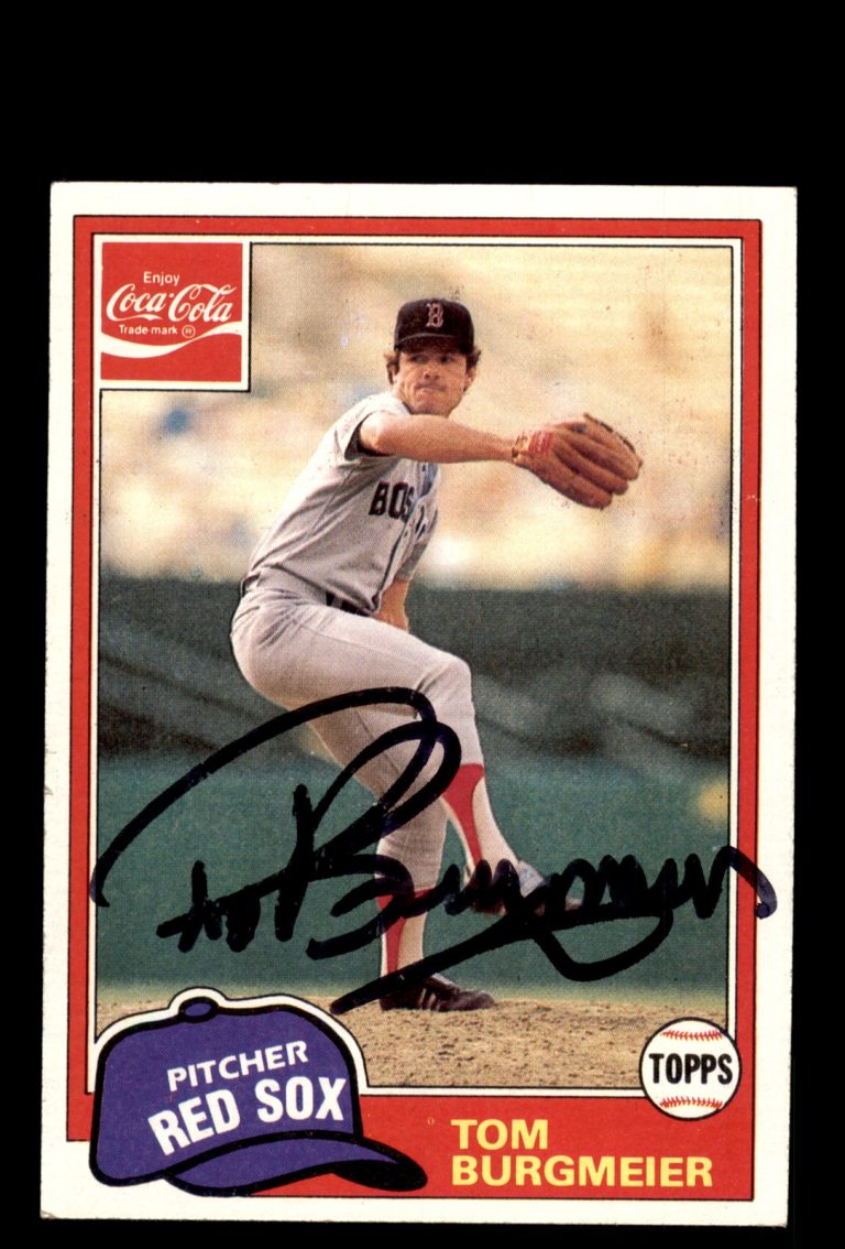 Signed Baseball Card Auto Tom Burgmeier 1981 Topps Coca-Cola Boston Red Sox #1