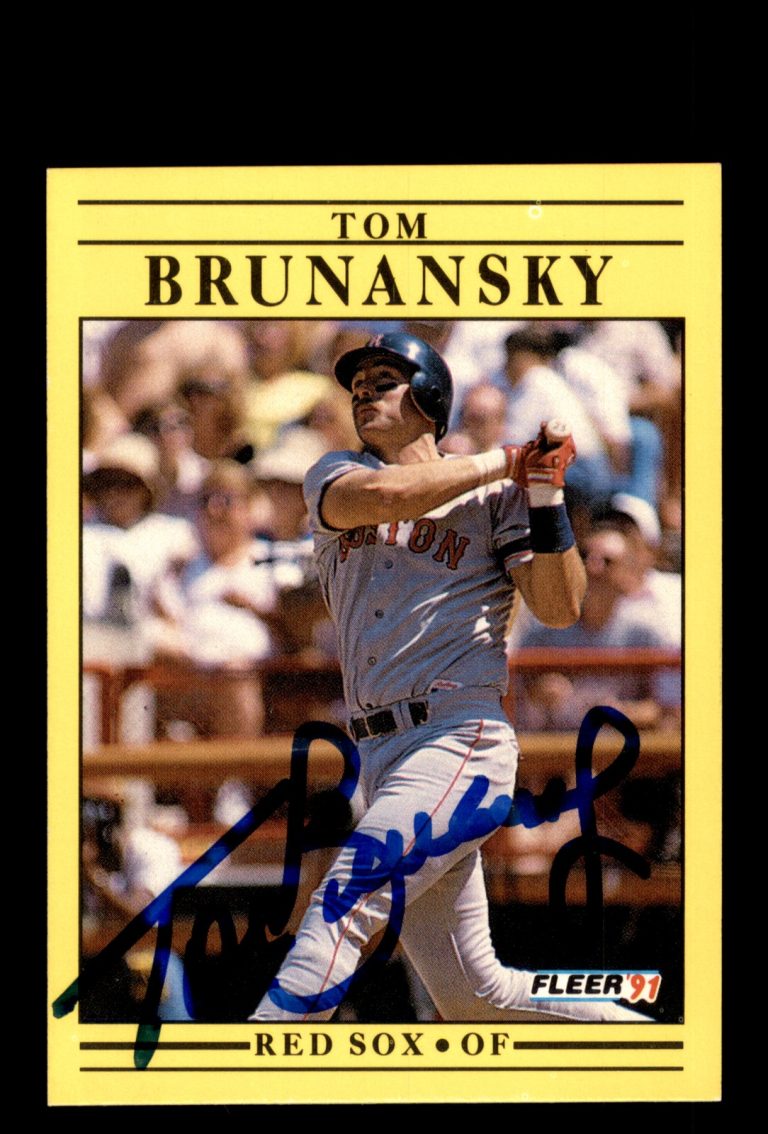 Signed Baseball Card Auto Tom Brunansky 1991 Fleer #88 Boston Red Sox