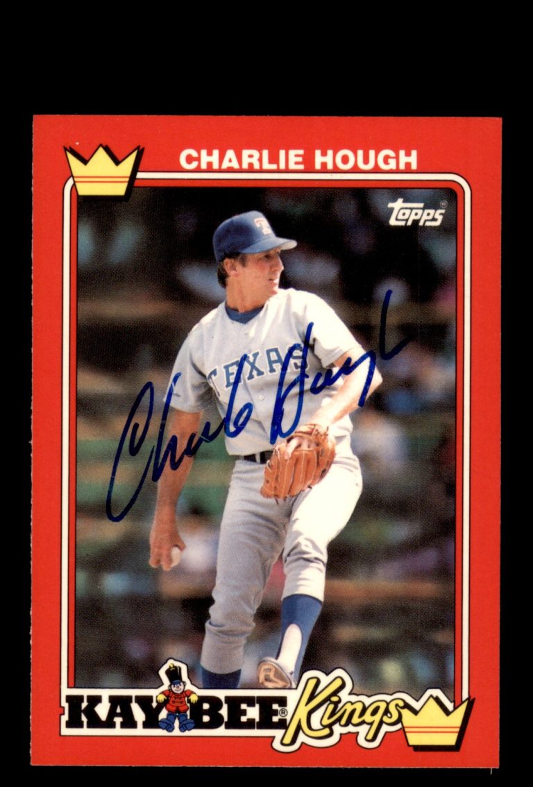 Signed Baseball Card Auto Charlie Hough 1990 Topps Kay-Bee Kings of Baseball #17