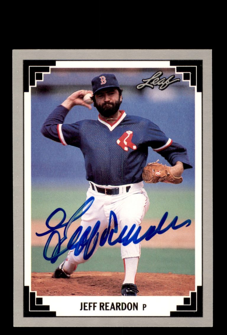Signed Baseball Card Auto Jeff Reardon 1991 Leaf #252 Boston Red Sox