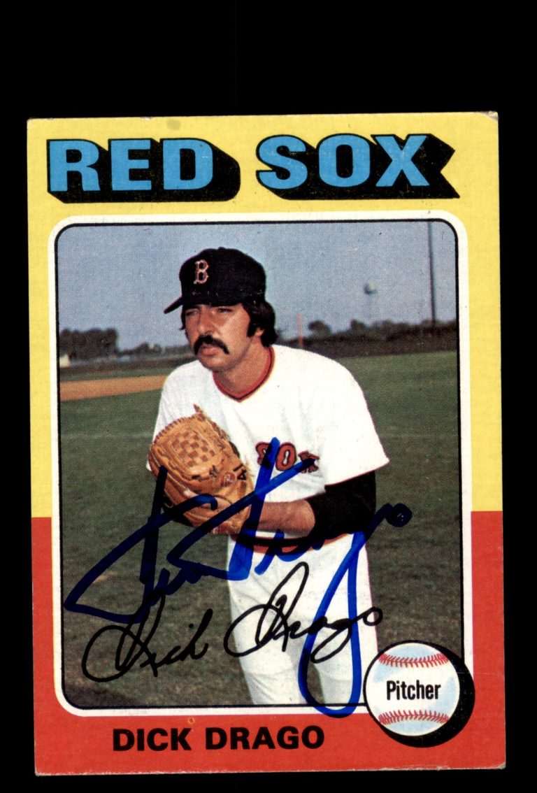 Signed Baseball Card Auto Dick Drago 1975 Topps #333 Boston Red Sox
