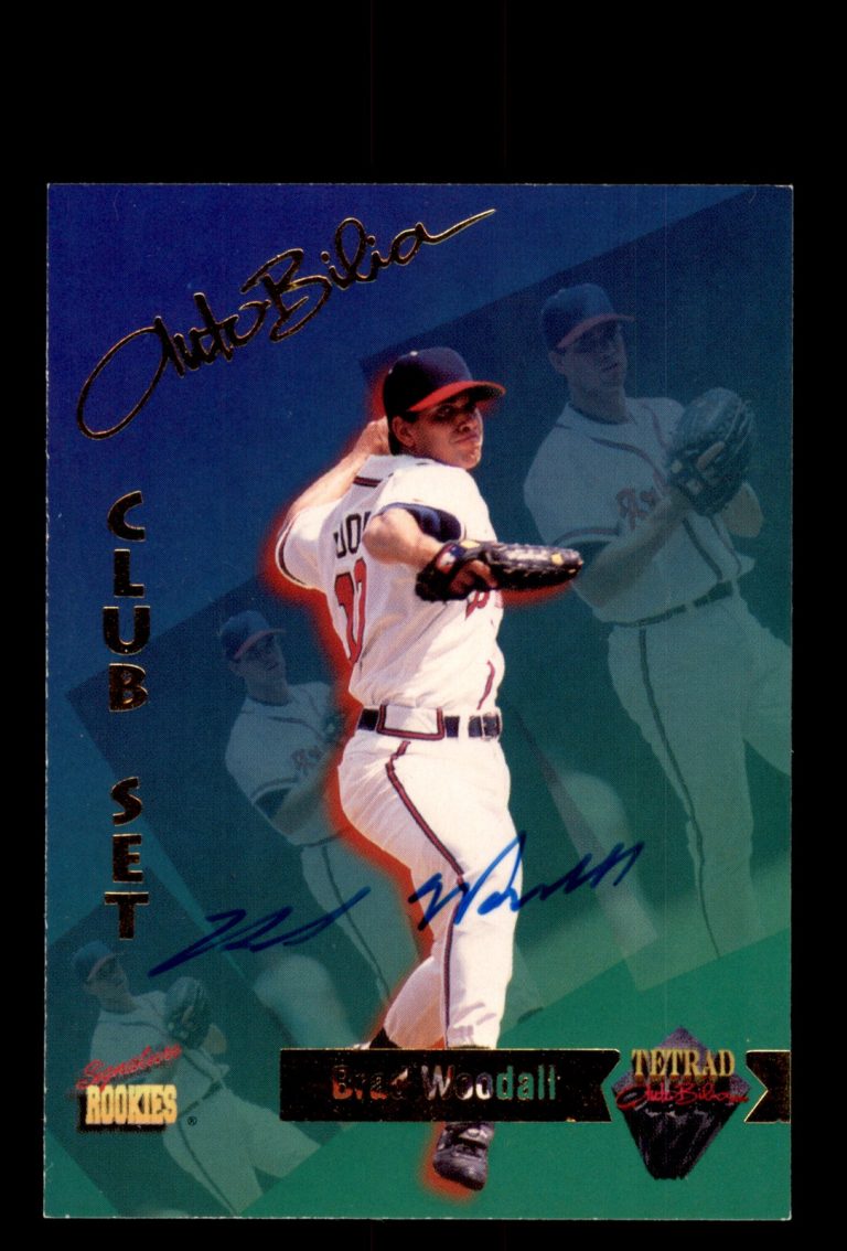 Signed Baseball Card Auto Brad Woodall 1995 Signature Rookies Tetrad #37