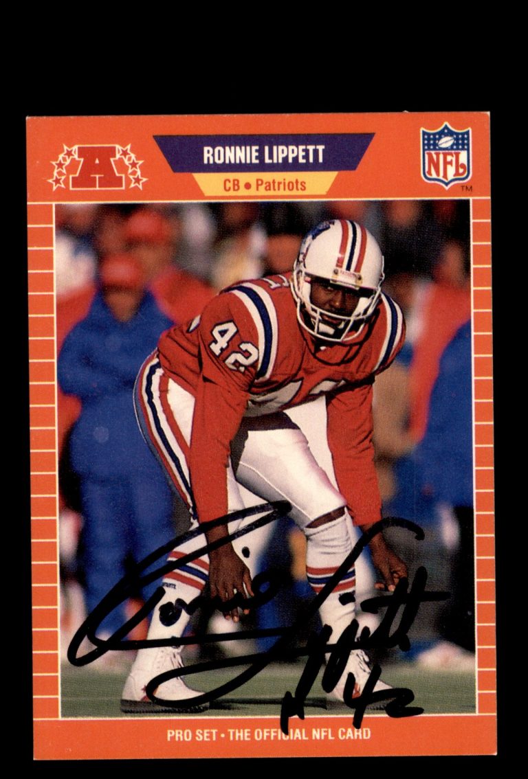 Signed Football Card Auto Ronnie Lippett 1989 Pro Set #252 New England Patriots