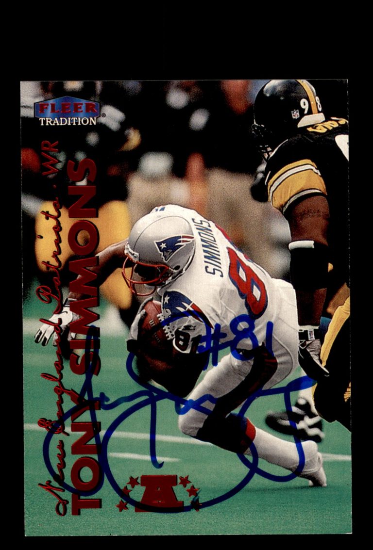 Signed Football Card Auto Tony Simmons 1999 Fleer Tradition #231 Patriots