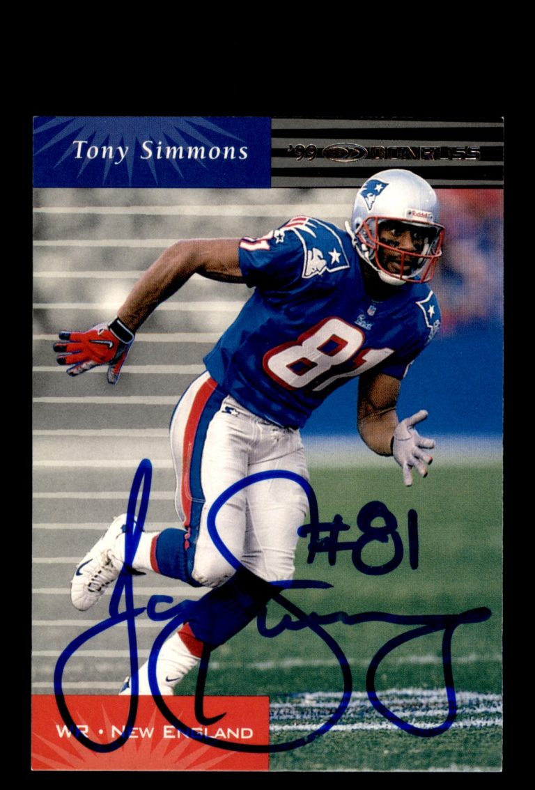 Signed Football Card Auto Tony Simmons 1999 Donruss #82 New England Patriots