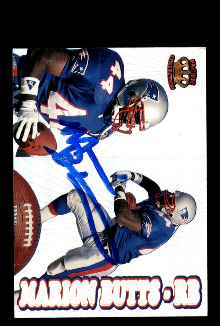 Signed Football Card Auto Marion Butts 1995 Pacific Prisms #166 Patriots