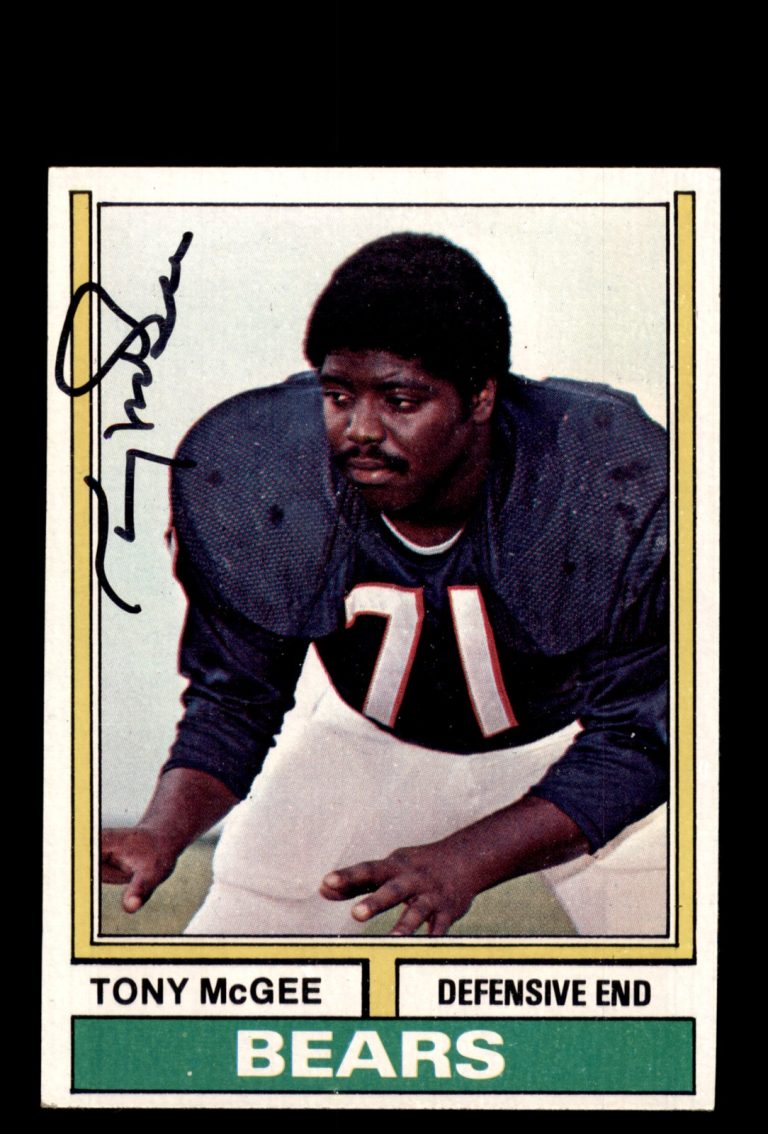 Signed Football Card Auto Tony McGee 1974 Topps #97 Chicago Bears