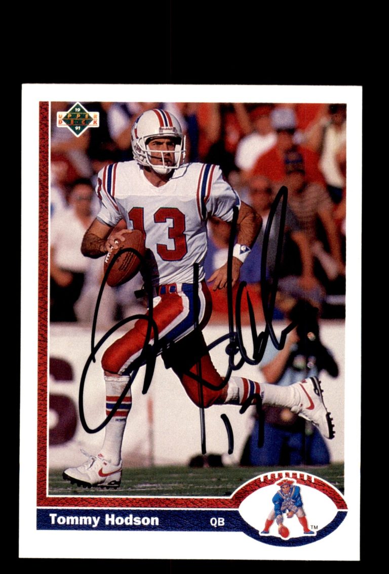 Signed Football Card Auto Tommy Hodson 1991 Upper Deck #480 New England Patriots