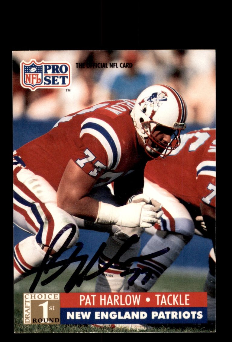Signed Football Card Auto Pat Harlow 1991 Pro Set #740 New England Patriots