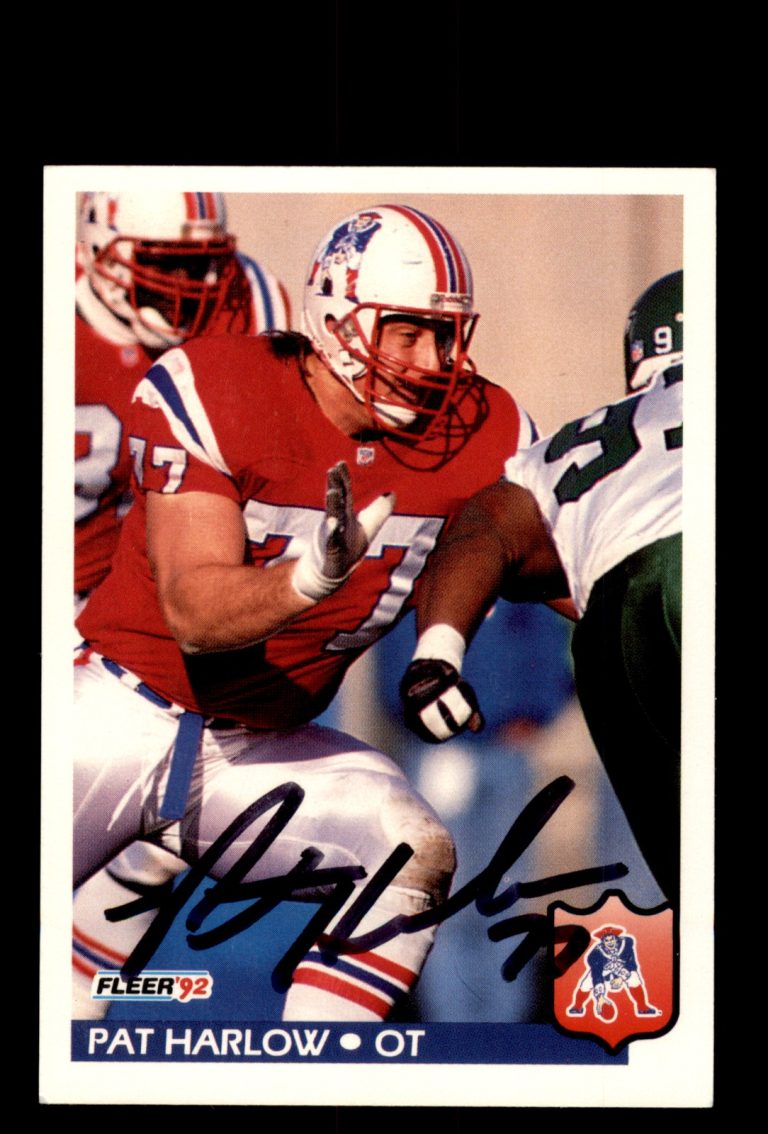 Signed Football Card Auto Pat Harlow 1992 Fleer #259 New England Patriots