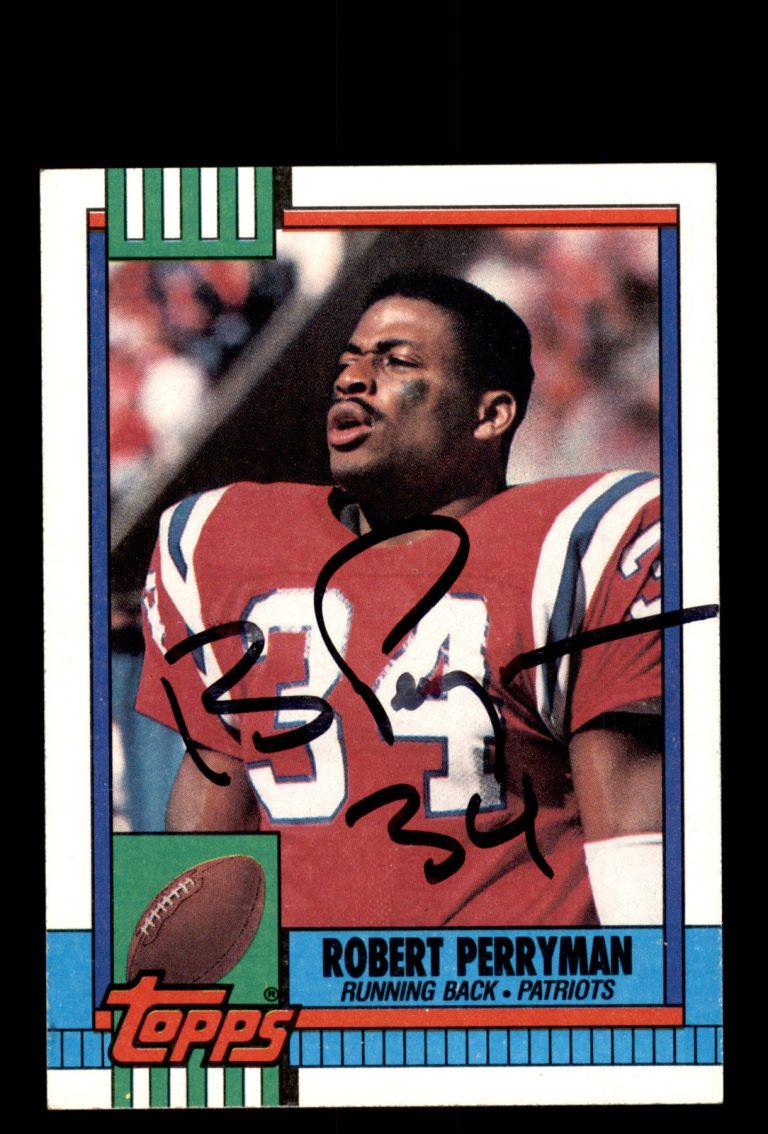 Signed Football Card Auto Robert Perryman 1990 Topps #420 New England Patriots