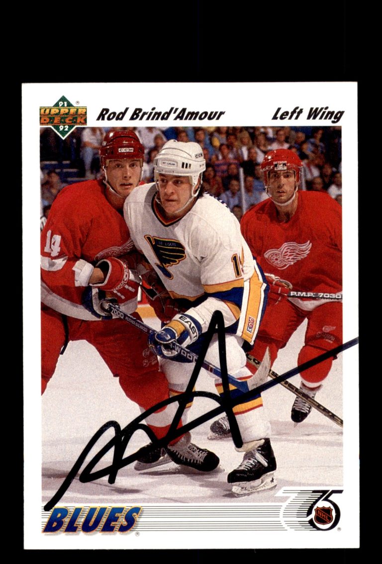 Signed Hockey Card Auto Rod Brind'Amour 1991-92 Upper Deck #189 St. Louis Blues