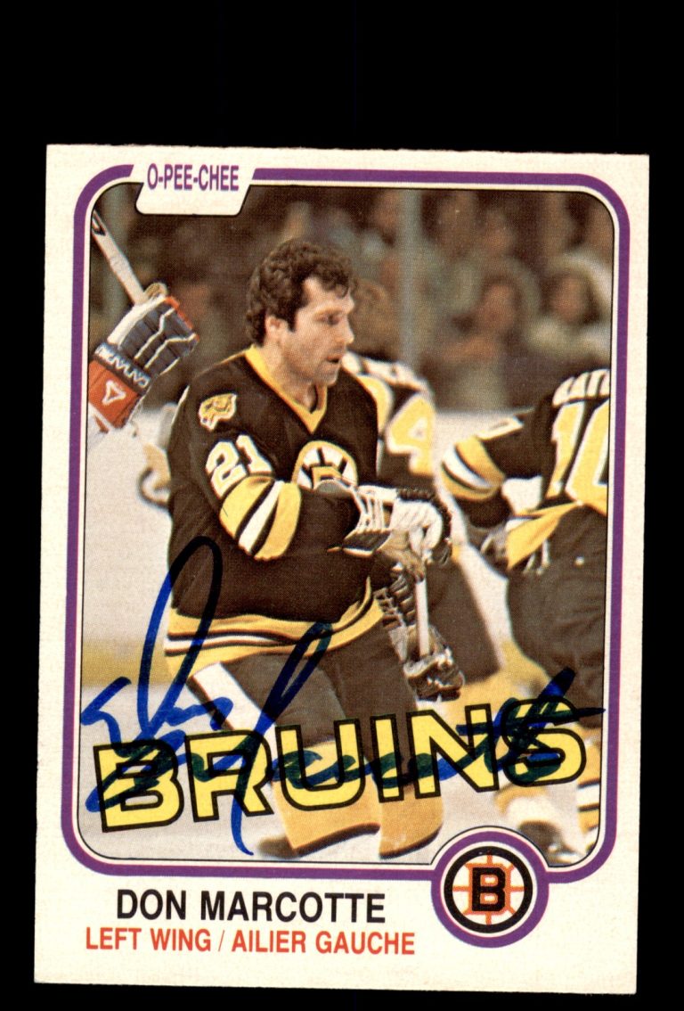 Signed Hockey Card Auto Don Marcotte 1981-82 O-Pee-Chee #14 Boston Bruins