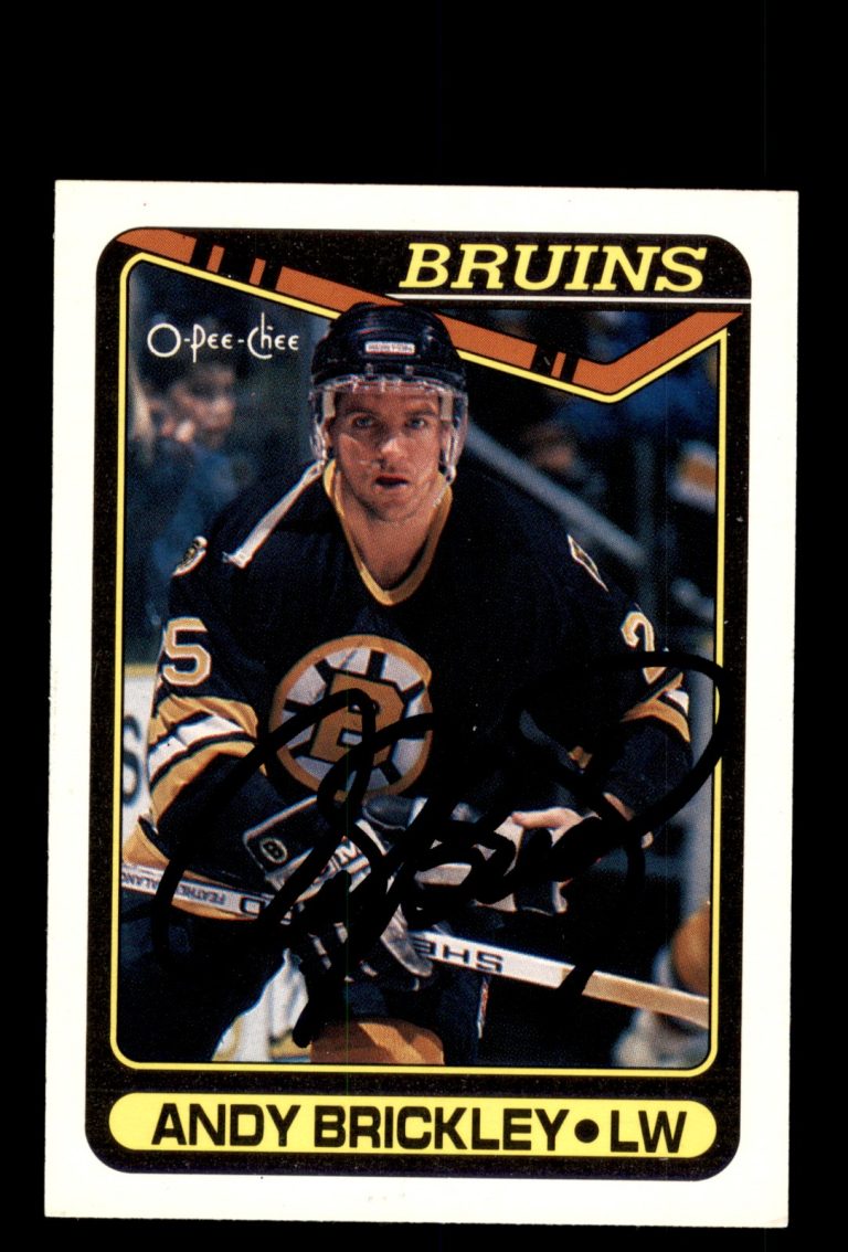 Signed Hockey Card Auto Andy Brickley 1990-91 O-Pee-Chee #88 Boston Bruins