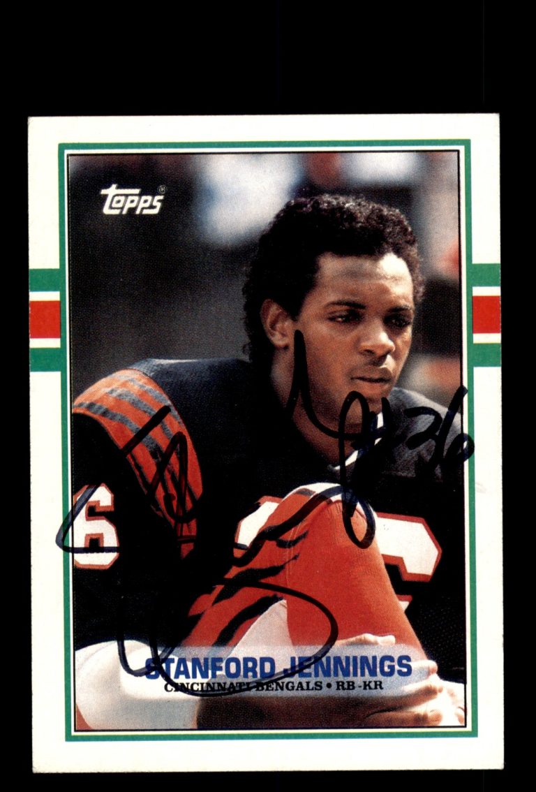 Signed Football Card Auto Stanford Jennings 1989 Topps #38 Cincinnati Bengals