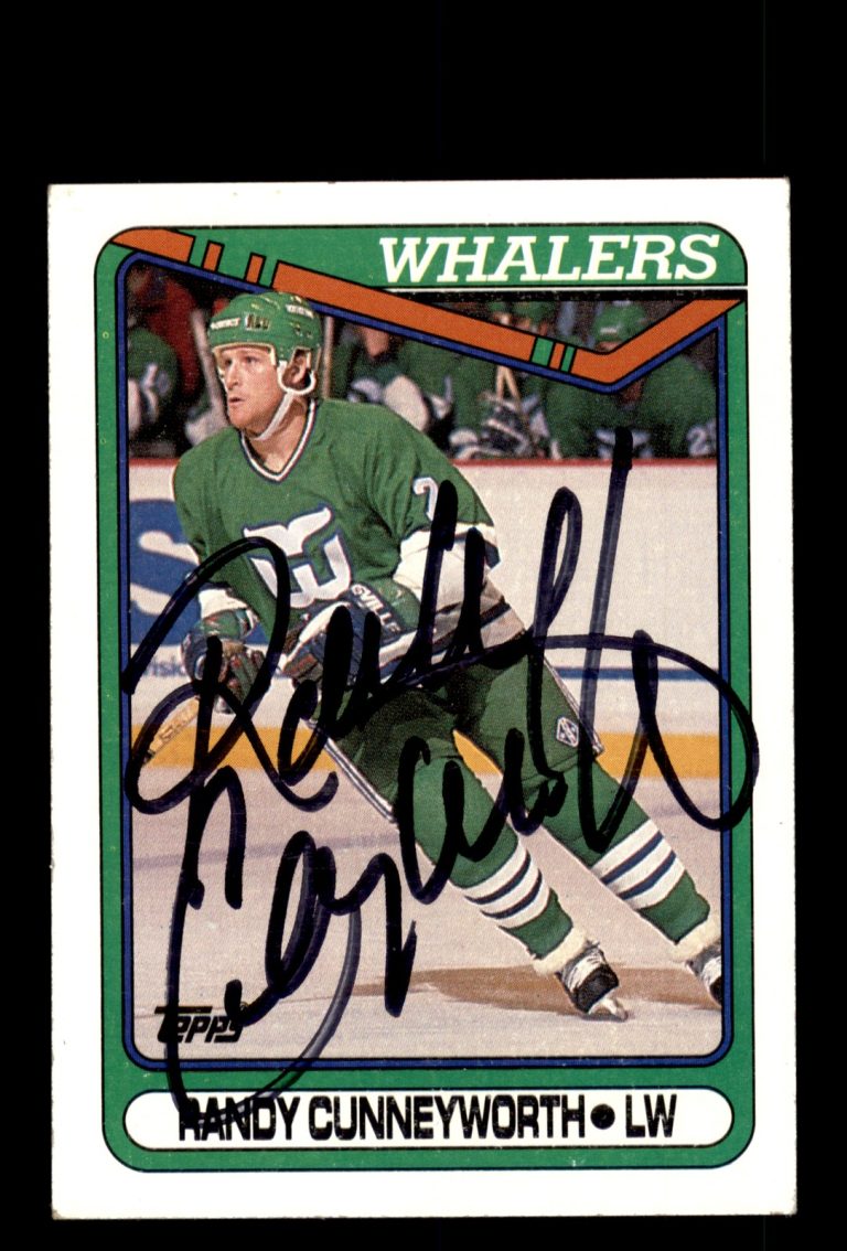 Signed Hockey Card Auto Randy Cunneyworth 1990-91 Topps #67 Hartford Whalers