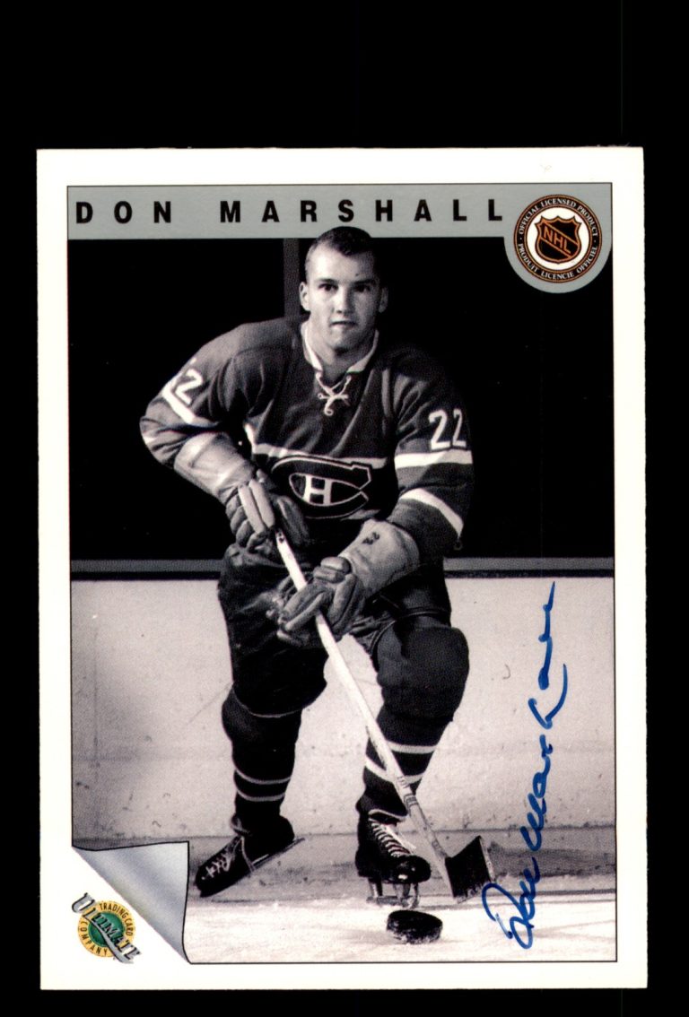 Signed Hockey Card Auto Don Marshall 1991-92 Ultimate Original 6 #13 Canadiens