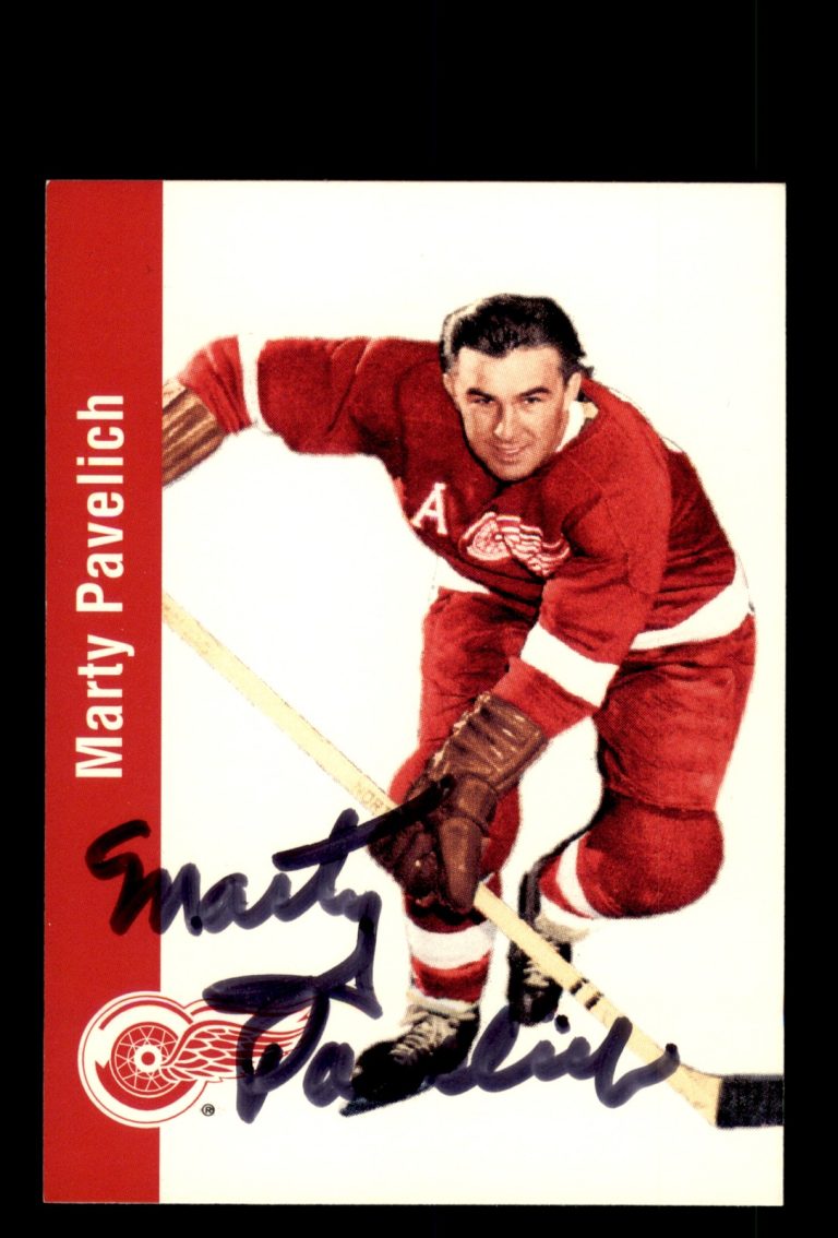 Signed Hockey Card Auto Marty Pavelich 1994 Parkhurst Missing Link 1956-57 #53