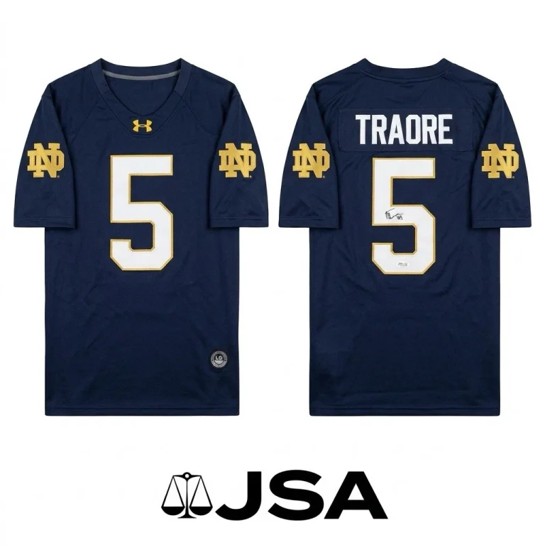 Boubacar Traore Signed Jersey JSA Authentic Autograph Notre Dame Fighting Irish