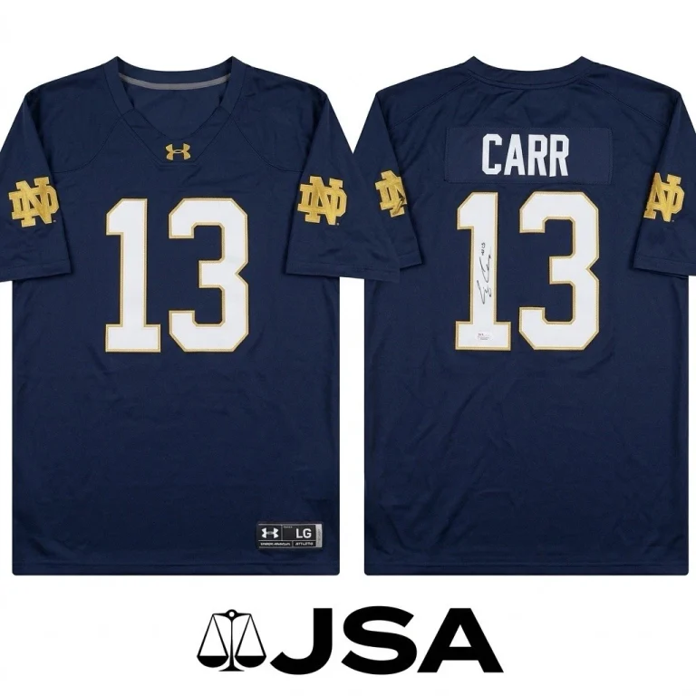 CJ Carr Signed Jersey JSA Authentic Autograph Notre Dame Fighting Irish Men’s Lg