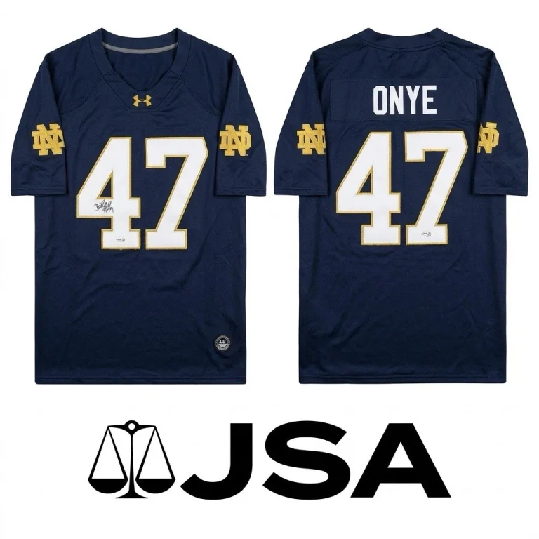 Jason Onye Signed Jersey JSA Authentic Autograph Notre Dame Fighting Irish
