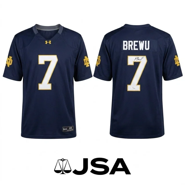 Francis Brewu Signed Jersey JSA Authentic Autograph Notre Dame Fighting Irish