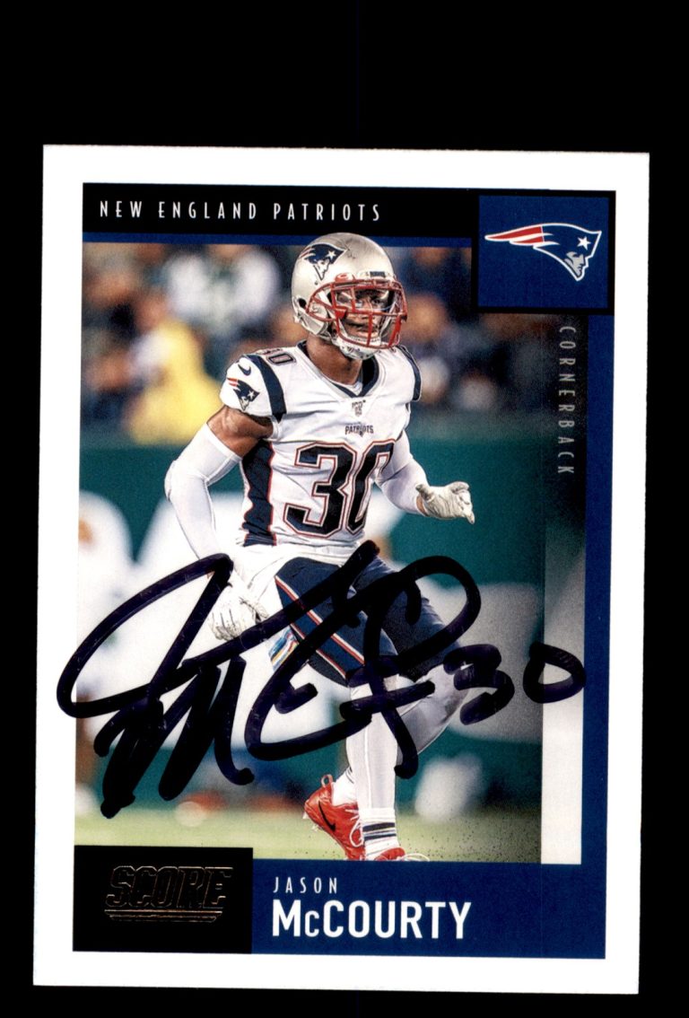 Signed Football Card Auto Jason McCourty 2020 Score #28 New England Patriots