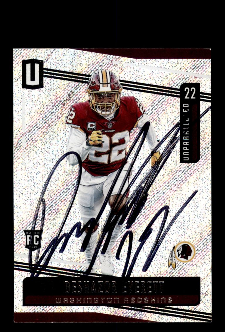 Signed Football Card Auto Deshazor Everett 2019 Panini Unparalleled #118