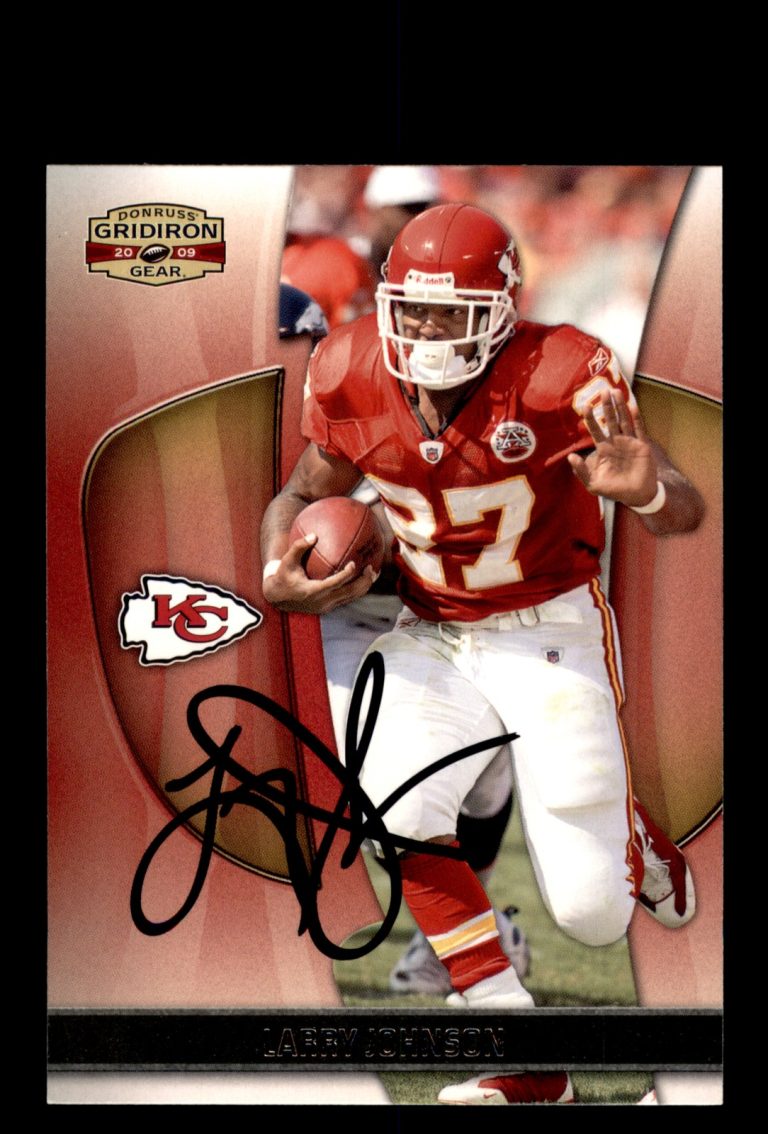 Signed Football Card Auto Larry Johnson 2009 Donruss Gridiron Gear #56 Chiefs