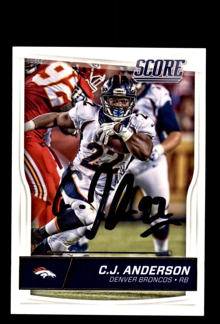 Signed Football Card Auto C.J. Anderson 2016 Score #97 Denver Broncos