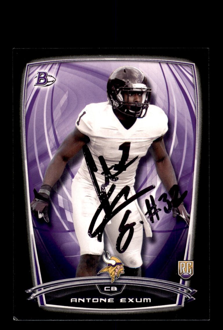 Signed Football Card Auto Antone Exum 2014 Bowman #33 Minnesota Vikings