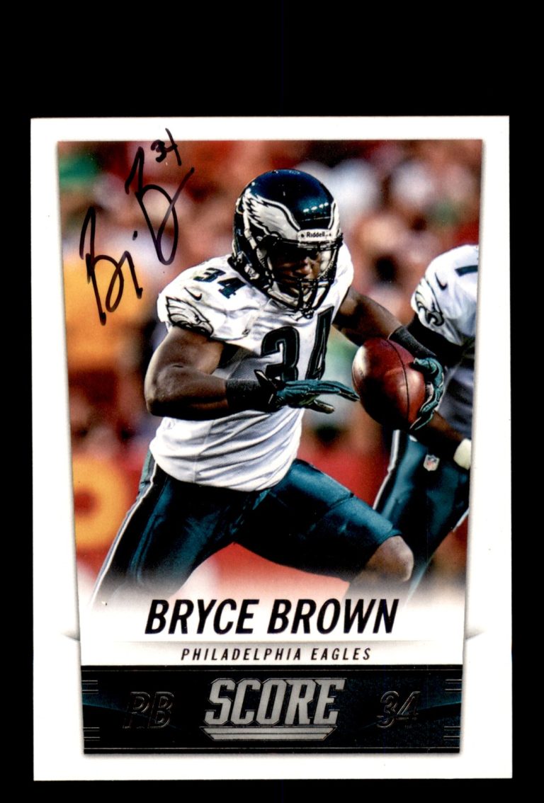 Signed Football Card Auto Bryce Brown 2014 Score #168 Philadelphia Eagles
