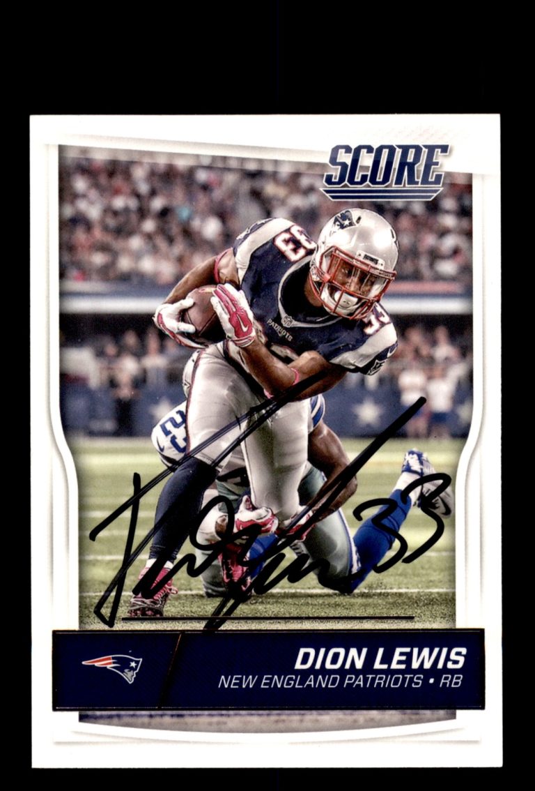Signed Football Card Auto Dion Lewis 2016 Score #190 New England Patriots