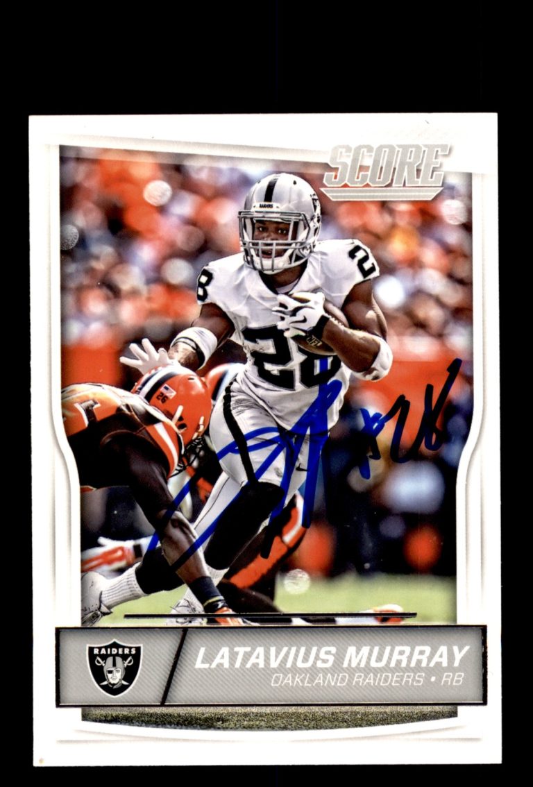 Signed Football Card Auto Latavius Murray 2016 Score #230 Oakland Raiders