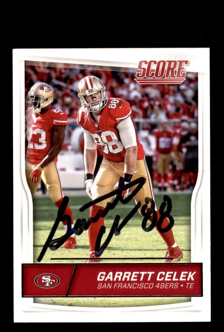 Signed Football Card Auto Garrett Celek 2016 Score #276 San Francisco 49ers