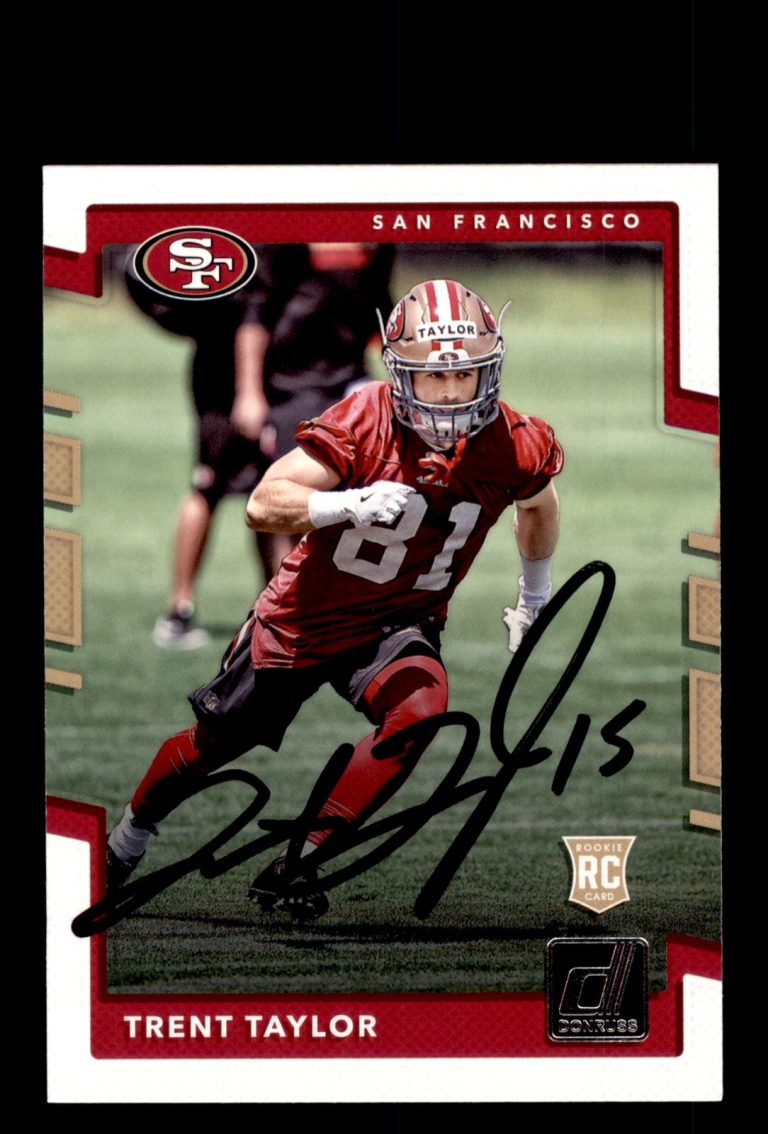 Signed Football Card Auto Trent Taylor 2017 Donruss #375 San Francisco 49ers