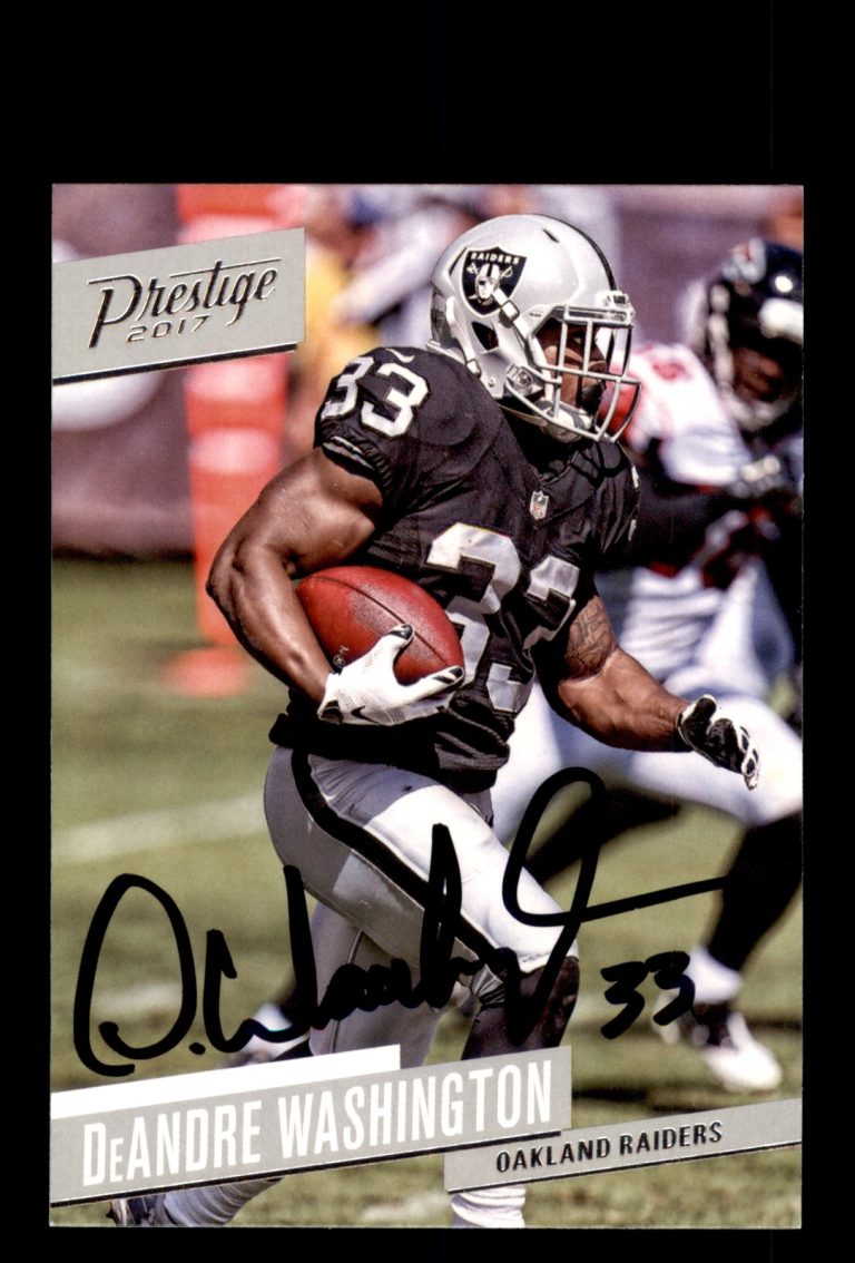 Signed Football Card Auto DeAndre Washington 2017 Panini Prestige #7 Raiders