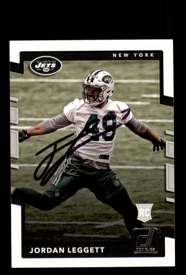 Signed Football Card Auto Jordan Leggett 2017 Donruss #355 New York Jets