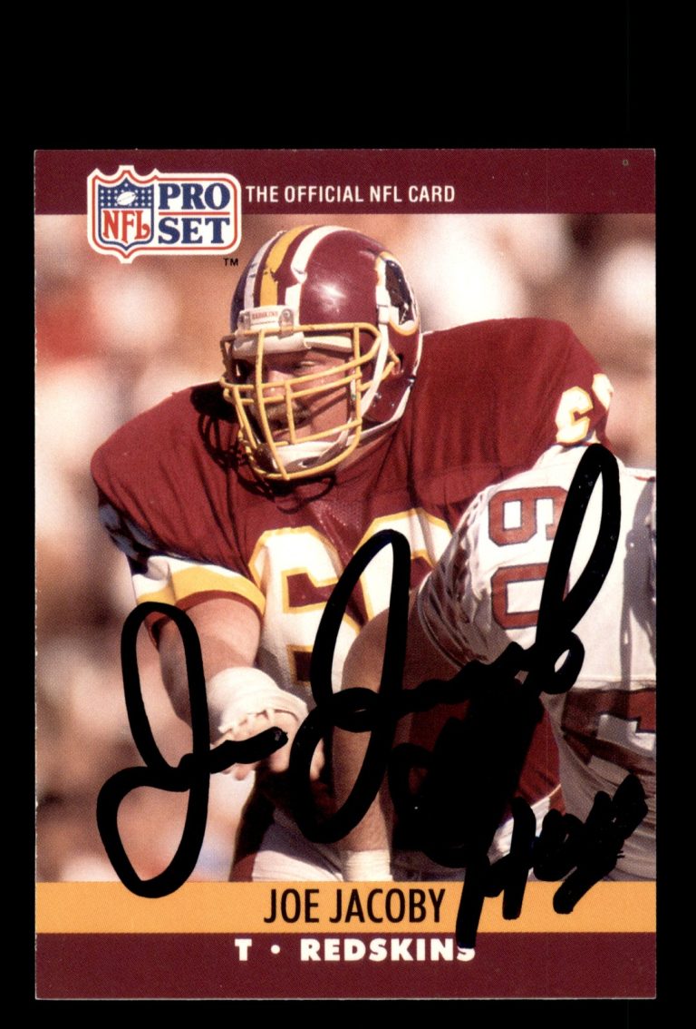 Signed Football Card Auto Joe Jacoby 1990 Pro Set #664 Washington Redskins