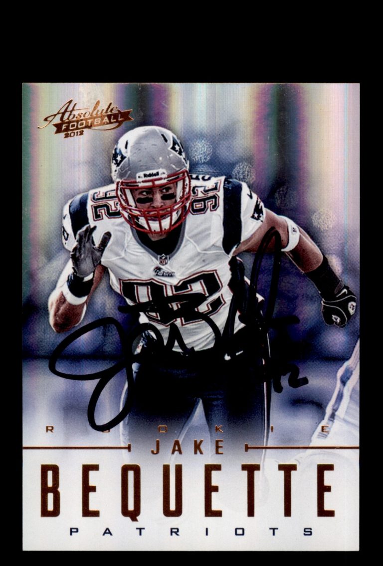 Signed Football Card Auto Jake Bequette 2012 Panini Absolute #140 Patriots
