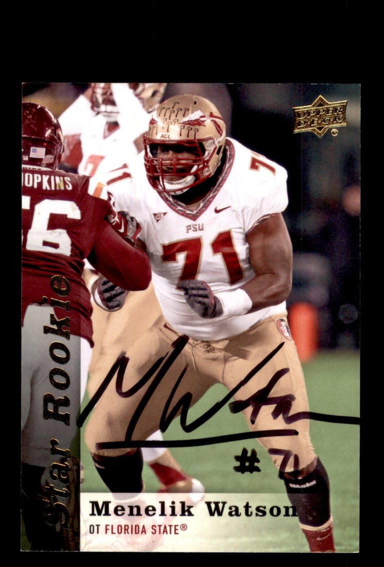 Signed Football Card Auto Menelik Watson 2013 Upper Deck #143 Florida State