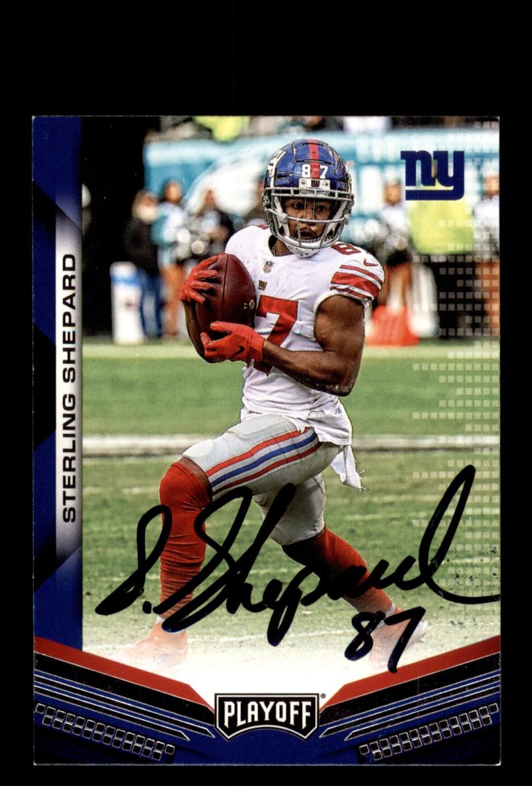 Signed Football Card Auto Sterling Shepard 2019 Panini Playoff #117 Giants