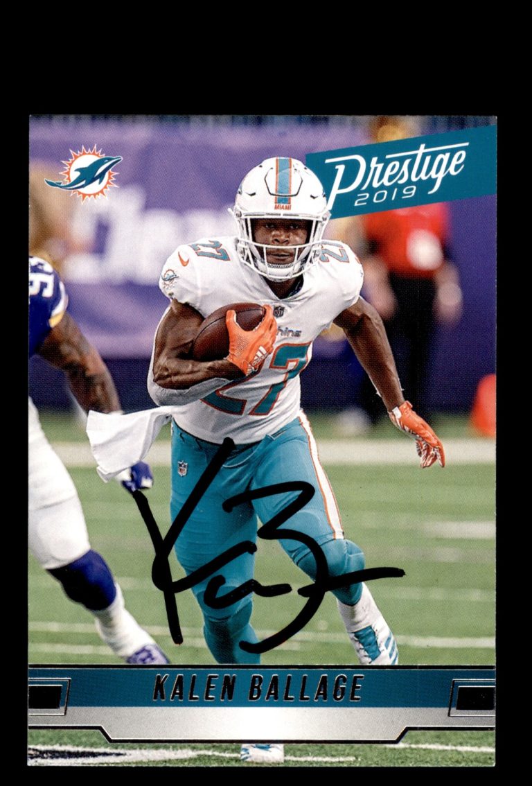 Signed Football Card Auto Kalen Ballage 2019 Panini Prestige #154 Miami Dolphins