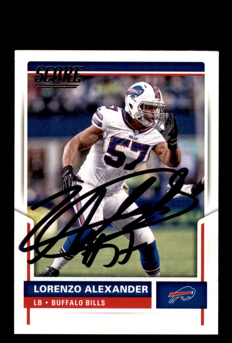 Signed Football Card Auto Lorenzo Alexander 2017 Score #189 Buffalo Bills