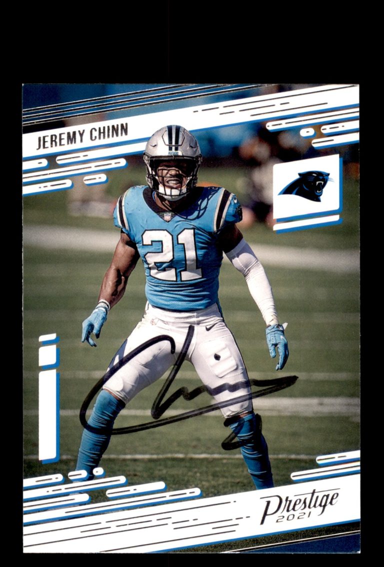 Signed Football Card Auto Jeremy Chinn 2021 Panini Prestige #77 Panthers