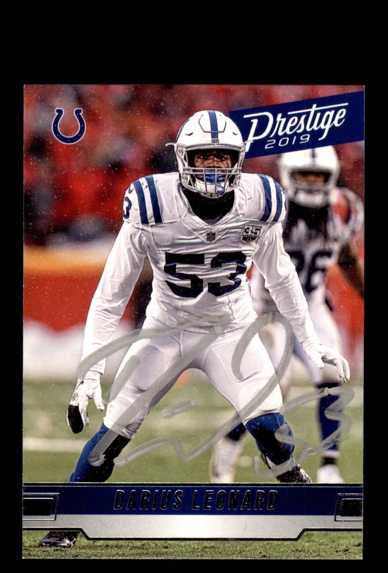Signed Football Card Auto Darius Leonard 2019 Panini Prestige #111 Colts